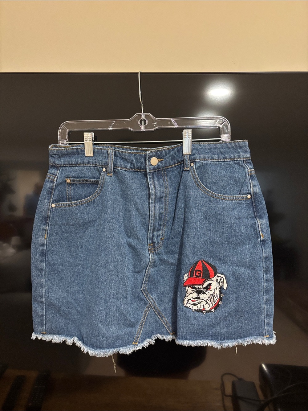 Denim Mini Skirt with Georgia bulldog